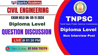 TNPSC JDO Diploma level Question Discussion Exam held on 09112024 Sparks Academy [upl. by Ahsil128]