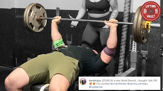 Tried To Bench 225 lbs For 100 Reps But He Miscounted [upl. by Schreiber]