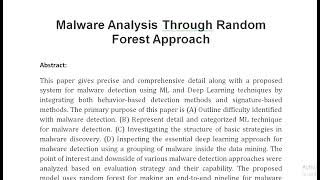 Malware Analysis Through Random Forest Approach [upl. by Nad858]