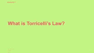 What is Torricelli’s Law [upl. by Kimura]