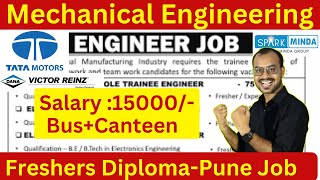 Diploma Mechanical Engineering Jobs at PuneSalary 15000 to 20000Direct JoiningApply Now [upl. by Enirual485]