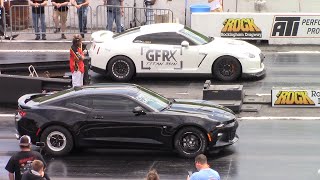 Nissan GTR vs Hellcat Durango amp Camaro LT1 With Magnuson Supercharger  Drag Races [upl. by Alyssa978]