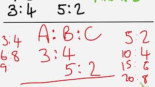 Combining two 2 part ratios into a single 3 part ratio [upl. by Bradford]