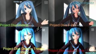 Hatsune Miku  Rolling Girl Project Diva Comparsion Extend F2nd Dreamy Theater Ex Future Tone [upl. by Blas]