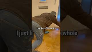 Filling Gaps Hardwood Floors hardwoodfloors diy floorsanding [upl. by Neillij]