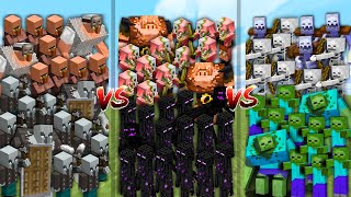 VILLAGERS AND PILLAGERS vs END AND NETHER vs ZOMBIES AND SKELETONS in Minecraft Mob Battle [upl. by Dedra]