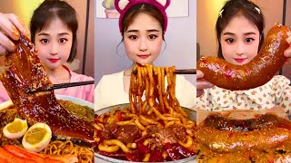 ASMR MUKBANG 먹방 Spicy Noodles and Fish Eel  Turkey noodles its too spicy  Veggie Noodle Sausages [upl. by Elli351]