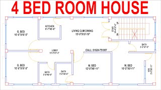 HOUSE PLAN DESIGN  EP 41  1000 SQUARE FEET 4 BEDROOMS HOUSE PLAN  LAYOUT PLAN [upl. by Cymbre908]