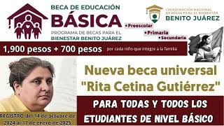 Nueva BECA quotRita Cetina Gutiérrezquot 20242025 👧🙍 PREESCOLAR PRIMARIA y SECUNDARIA 🔴 educaciónbásica [upl. by Manard99]