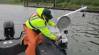 Benthic Sampling with Ponar Grab Sampler  Zebra and quagga mussel monitoring sampling methods [upl. by Ware845]