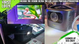 Nexigo TriVision Ultra Tri LED Laser Portable Projector Launched At CES 2024 [upl. by Amoreta373]