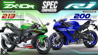 Kawasaki ZX10R vs Yamaha R1 │ Full Specs amp Sound Comparison [upl. by Jovitah]