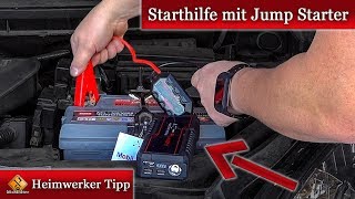 Starthilfe mit Powerbank  Auto Starthilfe mit Jump Starter  Starthilfe Booster 🚗🔌🔋► so geht’s [upl. by Arteid814]