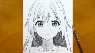 Anime Sketch  How to Draw a Beautiful Anime Girl  Full Drawing Process [upl. by Fleeman522]