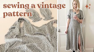 Making a DREAMY Midi Dress from a Vintage Sewing Pattern  Sew With Me [upl. by Acila]