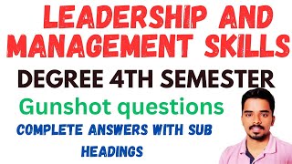 leadership and management skills sec paper important questions degree 4th semester in Telugu [upl. by Saltzman]