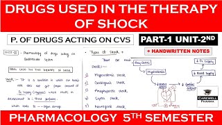 Drugs used in therapy of shock complete  Part 1 Unit 2  pharmacology 5th sem [upl. by Aisyat390]