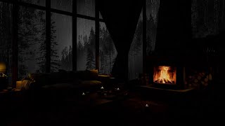 Rain and Cozy Fireplace Ambience for Ultimate Relaxation and Deep Sleep 💤 Restful Nights Await [upl. by Backer]