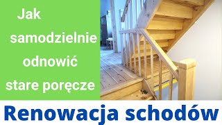 Renowacja starych poręczy Szlifowanie poręczy Renowacja schodów drewnianych [upl. by Nalyt]