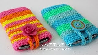 HOW to CROCHET EASY MOBILE CELL PHONE Pouch Case Cover Holder  for iPhone iPod Samsung Android [upl. by Las]