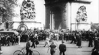 German Tank Panzer Division parades on streets of Paris in France HD Stock Footage [upl. by Kirred378]