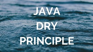 Java Dry Principle manohar academy [upl. by Salamanca]