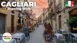 Cagliari Italy Evening Walk  4K  with Captions [upl. by Woolley]