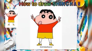 How to Draw Shinchan Cartoon Step by Step TUTORIAL shinchan shinchandrawing art drawingtutorial [upl. by Paradies]