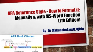 APA Reference Style  How to Format it Manually amp with MSWord Function 7th Edition [upl. by Obed]