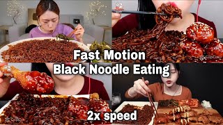 Asmr Black Noodles eating compilations mukbang  2x speed [upl. by Ardnat]