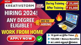 Kreativstorm Hiring 2024 🤯 Any Degree Eligible  Work From Home Jobs 2024  SVA [upl. by Tnecillim]