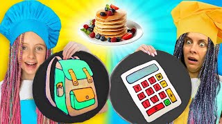 🛒 CUMPĂR tot ce DESENEZI pentru ȘCOALĂ 🎨 cu CLĂTITE COLORATE 🥞 BACK to SCHOOL [upl. by Riki]