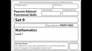 Functional Skills Maths L1 Past Paper 9 Pearson Edexcel [upl. by Mitman]