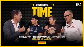 BOX BOX BOX  EP 4  Albon Domenicali and Michael Schmidt talk time in F1® [upl. by Haliled]