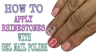 How to apply rhinestone with gel nail polish [upl. by Nimesay]