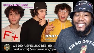 Sturniolo Triplets DOING A SPELLING BEE Extremely hard words embarrassing part 2  REACTION [upl. by Natal]