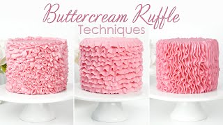 How to Pipe Buttercream Ruffles  Top 3 Buttercream Ruffle Cake Decorating Techniques [upl. by Tahp]