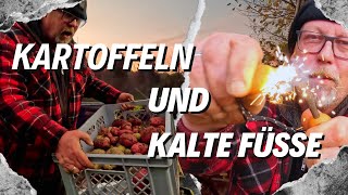 Übernachtung in der Knüppeldachhütte  SurvivalDully macht Feuer mit Feuerstahl  Ernte im Herbst [upl. by Eniamrahc]