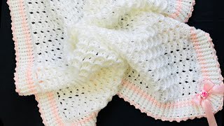 A simply beautiful crochet baby blanket pattern with border My favorite CROCHET PATTERN [upl. by Nottnerb]