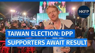 Taiwan election DPP supporters await result [upl. by Adihsar]