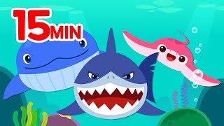 Blue Wale Penguin Family Song  More🐟🎵 15 min Rhymes  For Kids  Sea Animal Compilation [upl. by Miarzim]