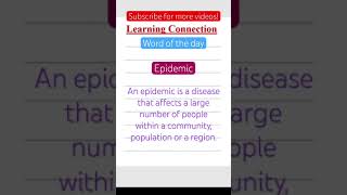 Learn English word of the day epidemic shorts wordoftheday learnenglish spokenenglish grammar [upl. by Washko]