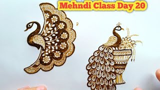 Free Basic to bridal mehndi class Day 20  Peacock mehndi designs  Mehndi designs [upl. by Avon458]