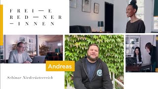 Online und Präsenz Andreas über das Sebinar Niederösterreich  Freie Redner Ausbildung [upl. by Gwenni410]