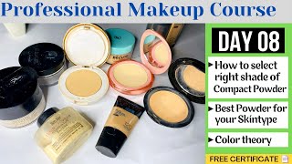 Day 08 Professional Makeup Course  How to Select Right Shade of Compact Powder  beautyhacks [upl. by Nylessej307]