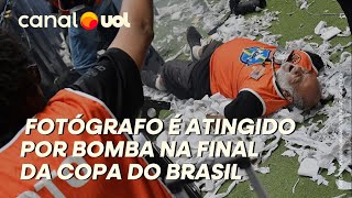 FOTÓGRAFO É ATINGIDO POR BOMBA EM ATLÉTICOMG X FLAMENGO NA FINAL DA COPA DO BRASIL VÍDEO MOSTRA [upl. by Eissalc421]