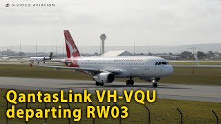 QantasLink VHVQU departing Perth Airport on RW03 [upl. by Lilhak734]