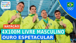 JOGOS PANAMERICANOS  NATAÇÃO  REVEZAMENTO 4X100M LIVRE MASCULINO DO BRASIL É OURO [upl. by Airetak]