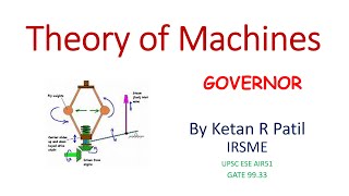 Theory of Machines 26 GOVERNOR PROBLEMS  By Ketan Patil [upl. by Yonah46]