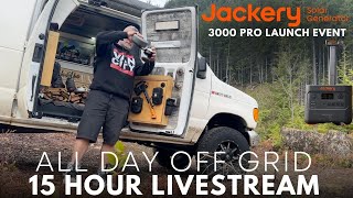 6 VANS 6 PEOPLE “All Day Livestream” OFF THE GRID  Jackery 3000 Pro Launch Event [upl. by Ruhtracam]